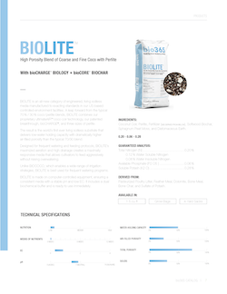BIOLITETM - High Porosity Blend of Coarse and Fine Coco with Perlite With bioCHARGE® BIOLOGY + bioCORE®BIOCHAR