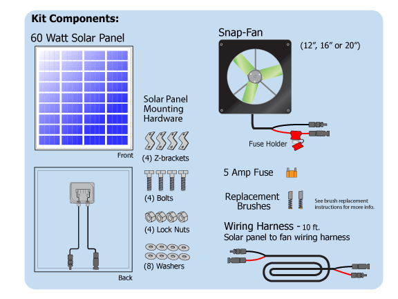 16″ BLDC Snap-Fan Solar Kit